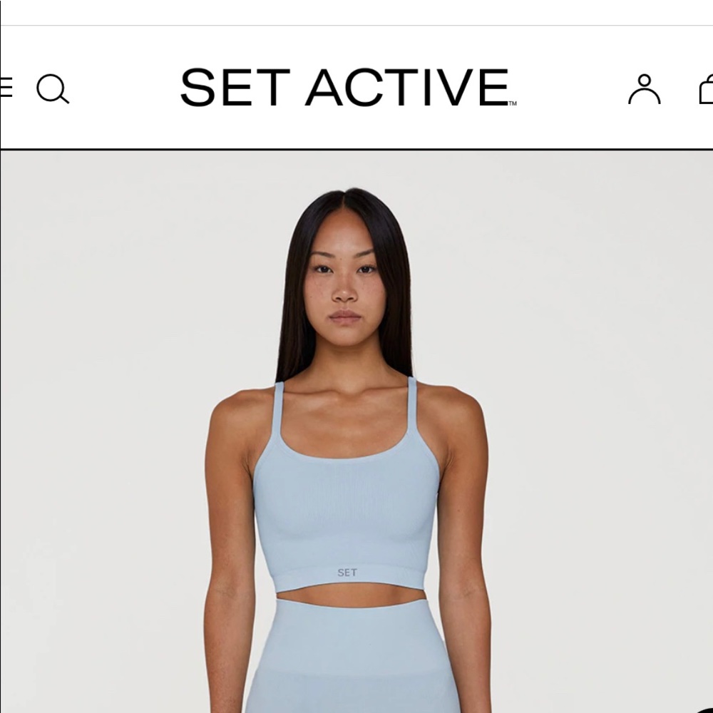 Set Active body crop sports bra size M color is a stone/light grey ish